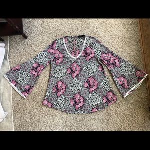High street floral bell sleeve  top sz L